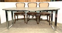 Oval Stone Top Dining Table & Three Chairs