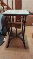 ANTIQUE FOYER TABLE WITH A MARBLE TOP