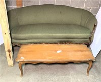 Vintage Carved Frame Curved Sofa