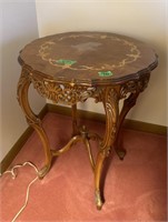 Carved wood side table