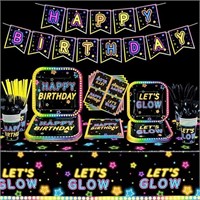 167 PCS Glow Neon Party Tableware Supplies - Glow