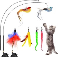 Cat Feather Toys, Cat Toys with Super Suction Cup,
