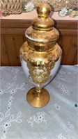 LIDDED GOLDEN URN   12 IN