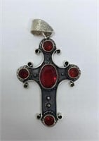 GOTHIC INSPIRED STAMPED 925 CROSS PENDANT