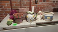 FLOWER POTS  CERAMIC DUCK AND PITCHER  VASES