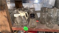 CANNING JARS  NUT GRINDER SYRUP POURERS VASE