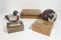 ASSTD WOODEN ITEMS-DUCK FIGURINE, BOXES, BALL