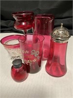 Antique Victorian Cranberry Glass Sugar Sifter