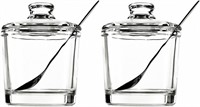 $20 Clear Glass Sugar Bowl Set 2pc with Spoon