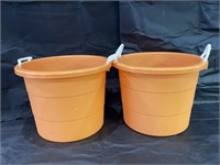 (2) United Plastics 10 Gallon Rope Handle Buckets