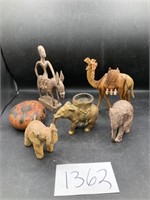 Wood Animal Carvings, Metal Elephant