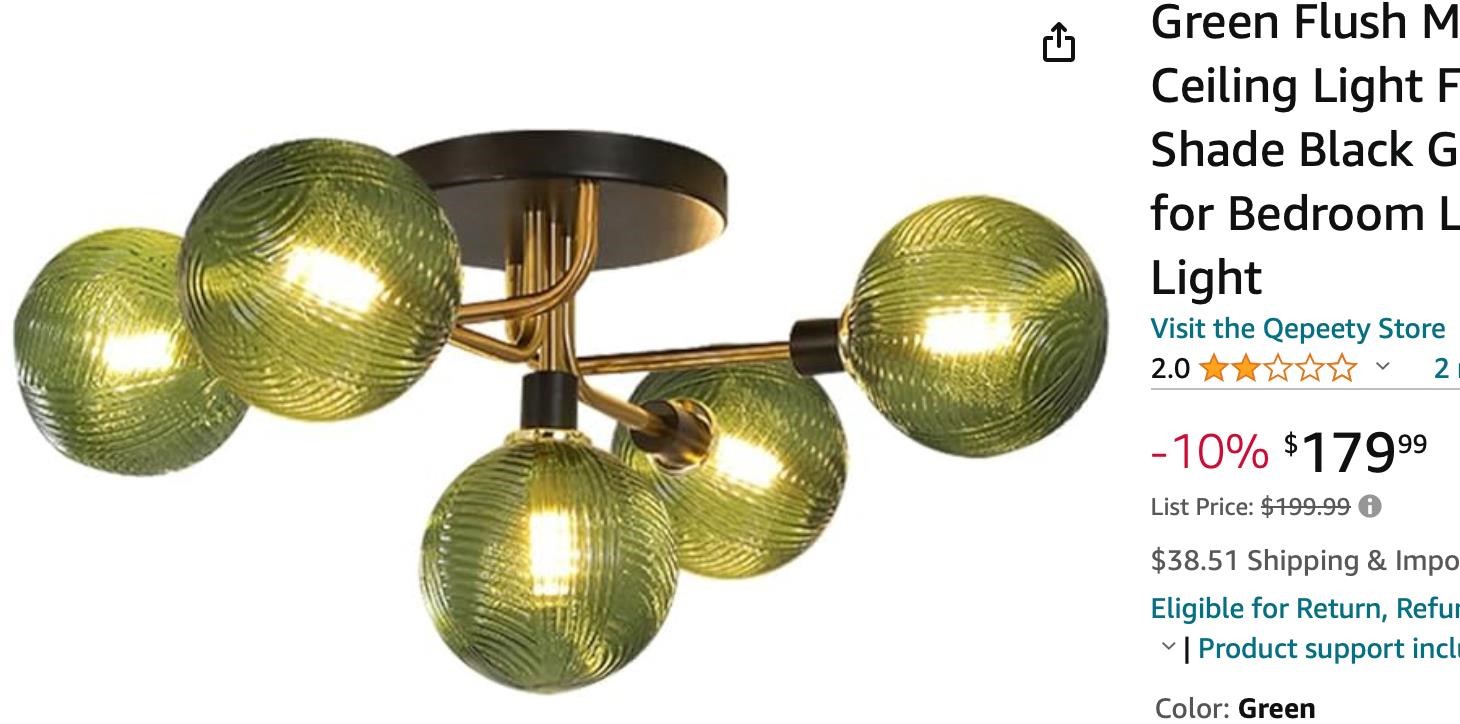 Green Flush Mount Ceiling Light Sputnik Ceiling