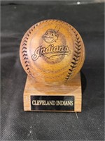 Cleveland Indians Wooden Baseball & Stand