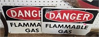 2 Danger Flammable Gas Signs