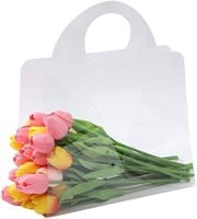 20 Pcs Clear Flower Bags with Handles