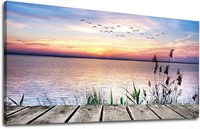 *Lake Sunset Canvas Wall Art, 75x150 cms*