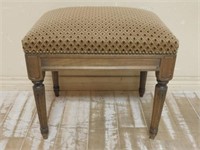 Louis XVI Style Upholstered Walnut Stool.