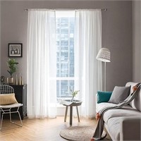 2 Panels Solid Color White Sheer Curtains, 54*84"
