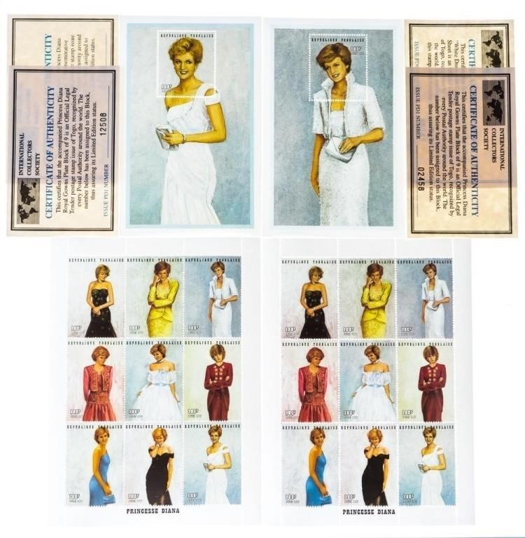 Lady Diana Royal Gown Plate Block 9 Royal Stamps