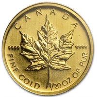 1/20 Oz Canadian Gold Maple Leaf Coin .9999 24kt P