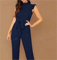 SHEIN Women's Navy Self Belted Jumpsuit Size XL