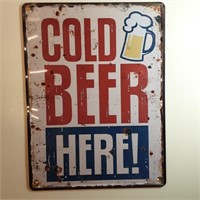 Cold beer Here metal sign