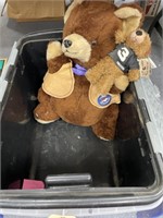 2 Plastic Totes w/Plush Bear & Stuffed Toys