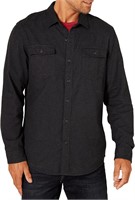 Men's Slim-Fit Flannel Shirt  Large  Black