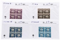 Rhodesia J3,4,5,6, Blocks of 4 Postage Due Stamps
