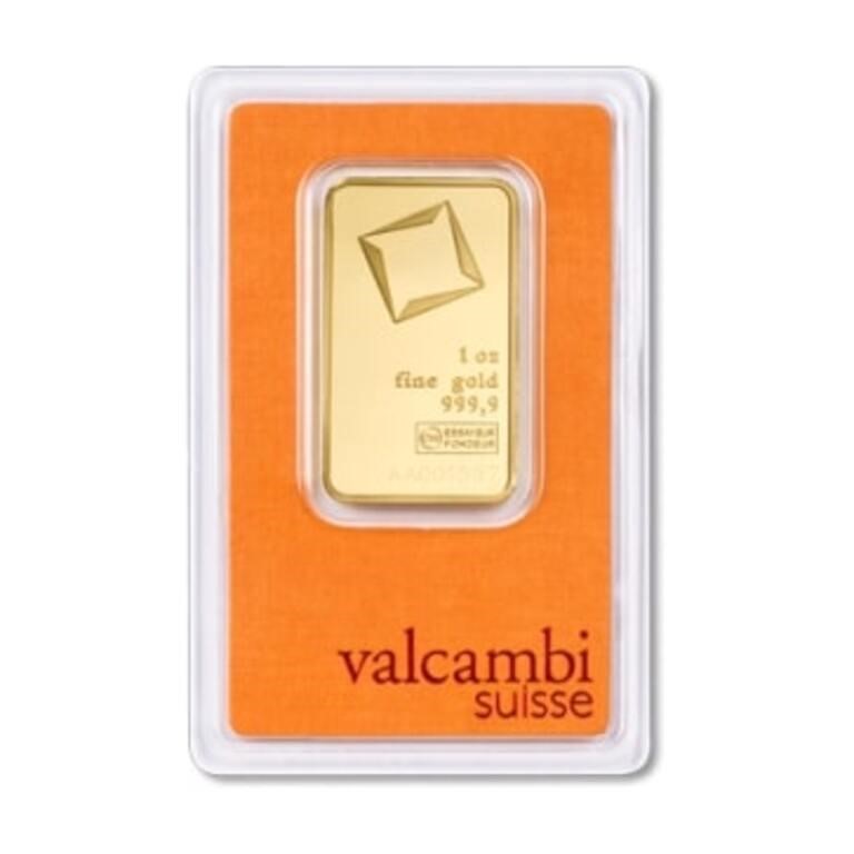 1 oz Gold Valcambi Suisse Bar