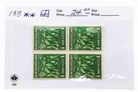 Block of 4 Newfoundland Postage #183 - One Cent NH