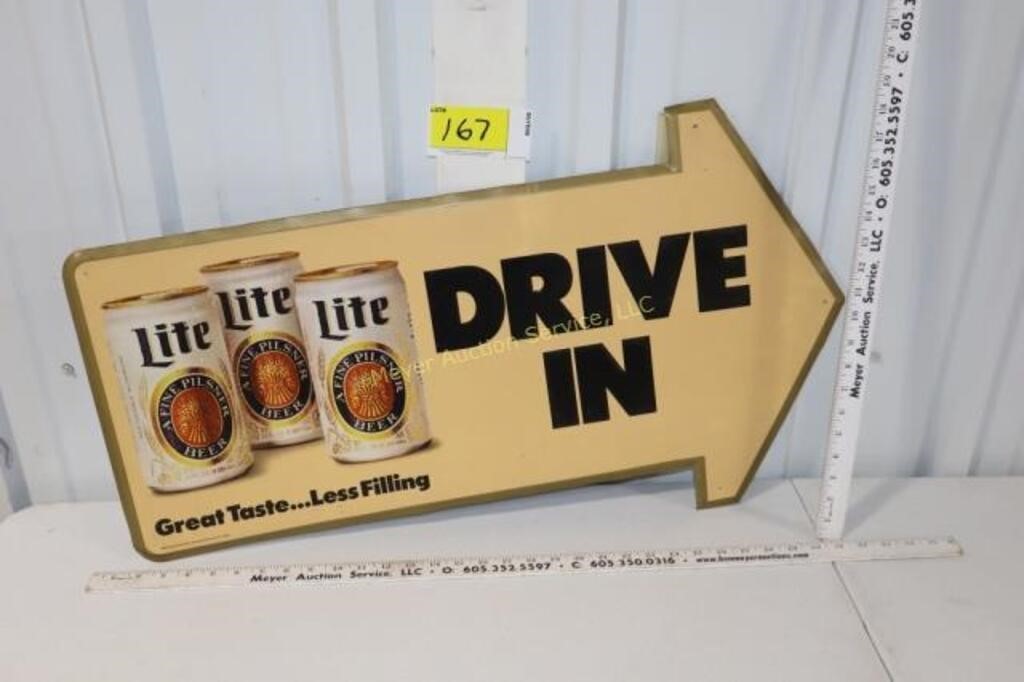 Drive Inn Lite Beer tin sign