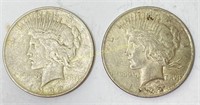 Pair of 1922 Peace silver dollars