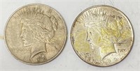 Pair of 1922 Peace silver dollars