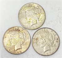 1922, 1923, 1923-S Peace silver dollars