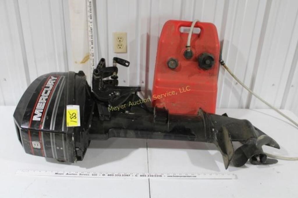 Mercury 8 HP boat motor w/gas tank