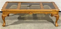 Solid Oak Coffee Table with Glass Inserts