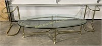 Brass Coffee Table & (2)Cantilever Side Tables