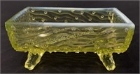 VTG Northwood Green Vaseline Glass Log Trough Dish
