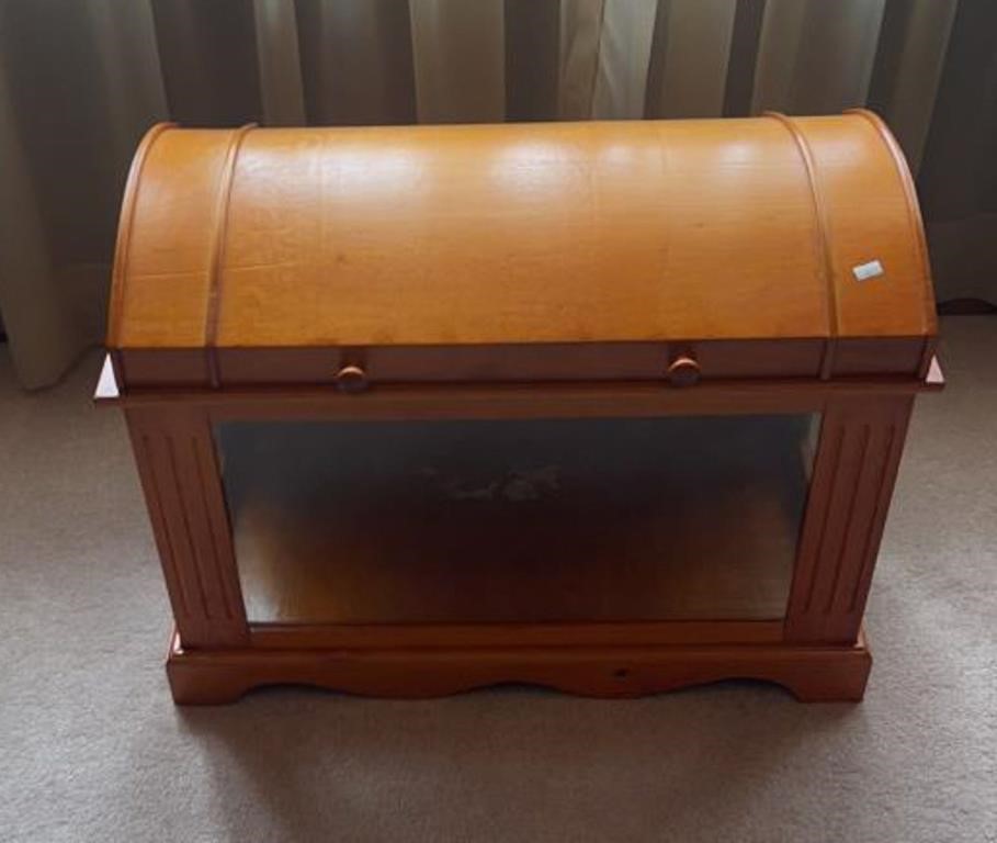 Small Wood and Glass Chest (28” x 16” x 20.5”)