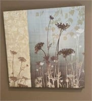 1- Canvas Wall Art and 1- Metal Floral Wall Decor