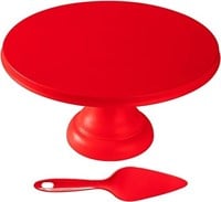 Red Round Cake Stand with Spatula ECOWAY