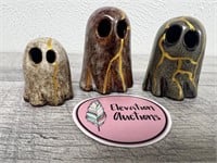 3 cute stoneware ghosts