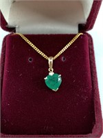 14kt Gold diamond and emerald necklace, total weig