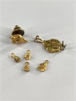 Alaskan gold nugget pin with a diamond, and an ass