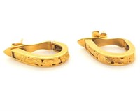 10kt Gold and pure gold nugget loop earrings, pure