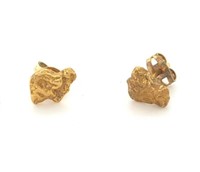 Pair of large natural Alaskan gold nugget earrings