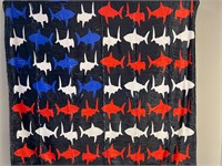 New American Flag Shark comfy blanket throw