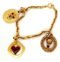 14kt Gold charm bracelet, 1 charm is happy birthda