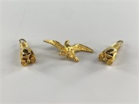 14kt Gold pair of pendants in shape of drill bits,